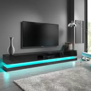 Large Black Gloss TV Unit with LEDs - TVs up to 70 - Evoque