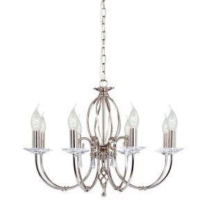 8 Light Chandelier Polished Nickel Finish, E14