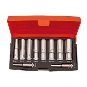 Bahco S0810L 1/4in Drive Deep Socket Set of 10 Metric