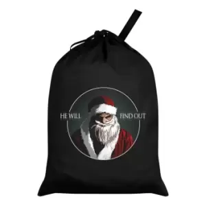 Grindstore He Will Find Out Santa Sack (One Size) (Black/White/Red)