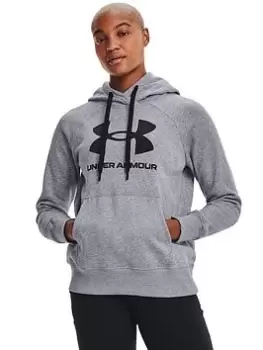 Under Armour UA Rival Fleece Logo Hoodie - Grey/Black, Grey/Black, Size S, Women