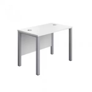 Jemini Goal Post Rectangular Desk 1000x600mmWhite-Silver GP1060RECWHSV