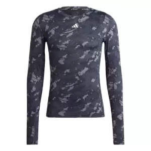 adidas Techfit Allover Print Training Long-Sleeve Top Men - Black