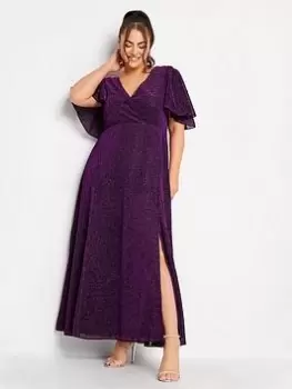 Yours Metallic Maxi Dress, Purple, Size 20, Women