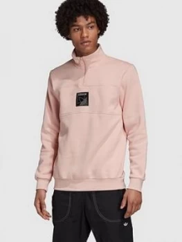 adidas Originals Spirit Icon 1/4 Zip Top - Pink, Size S, Men