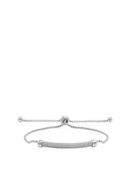 Jon Richard Rhodium Plated Pave Bar Toggle Bracelet, Silver, Women