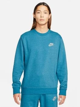 Nike NSW Revival Fleece Crew Sweat Top - Blue Size L, Men