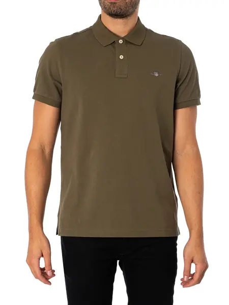 Gant Regular Shield Pique Polo Shirt Juniper Green M