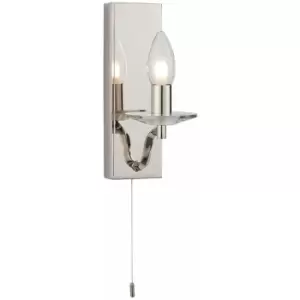 Loops - Polished Nickel Bathroom Wall Light & Clear Crystal Detailing Decorative Sconce