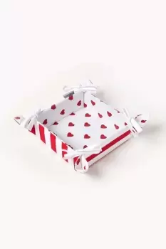 Red Hearts Reversible Bread Basket