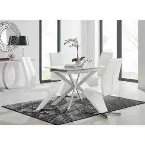 Furniture Box LIRA 100 Extending Dining Table and 4 White Willow Chairs