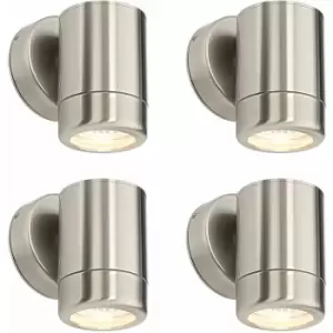 Loops - 4 pack Dimmable Outdoor IP65 Wall Downlight - 7W GU10 LED - Stainless Steel