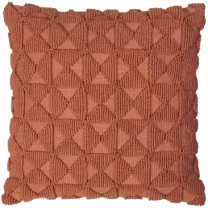 Furn Varma Geometric Knit 100% Cotton Cushion Cover, Brick, 45 x 45 Cm