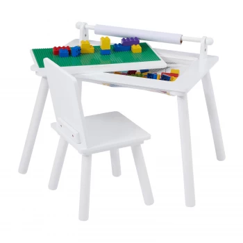 Multi-purpose Writing Table & Chair with Construction Board - White