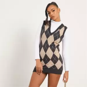 I Saw It First Check Knit Mini Dress - Neutral