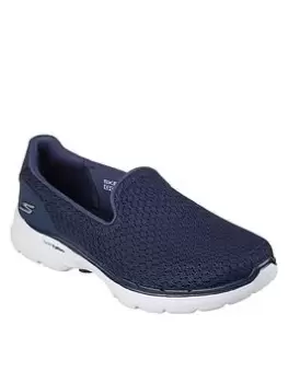 Skechers Go Walk 6 Sea Coast Plimsolls, Navy, Size 3, Women