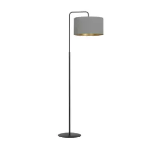 Emibig Hilde Black Floor Lamp with Shade with Gray Fabric Shades, 1x E27