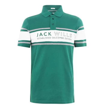 Jack Wills Stakeford Cut and Sew Polo - Evergreen