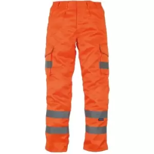 Yoko Mens Hi Vis Polycotton Cargo Trousers With Knee Pad Pockets (48R) (Orange) - Orange