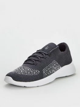 Dune London Easy Lace Up Trainer - Grey, Size 6, Women