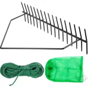 Vevor Pond Rake Aquatic Weed Rake 32" Double Sided Lake Weed Cutter W/ 66' Rope