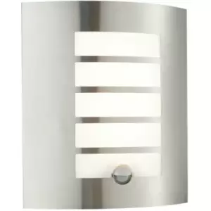 Loops - IP44 Outdoor Wall Light pir Motion Sensor Brushed Steel & Diffuser 7W Warm White