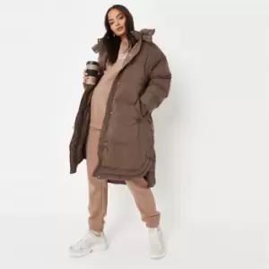 Missguided Maternity long padded coat - Brown