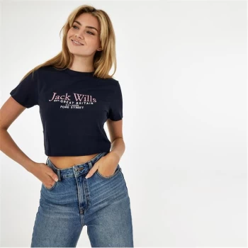 Jack Wills Eccleston Crop T-Shirt - Navy