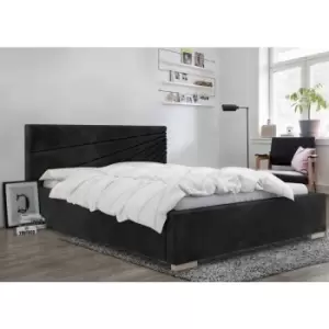 Envisage Trade - Fenna Upholstered Beds - Plush Velvet, King Size Frame, Black - Black