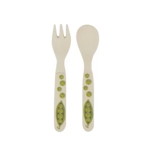 Sass & Belle Happy Fruit & Veg Bamboo Kid's Fork & Spoon Set