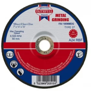 Faithfull FAI1806MDG Depressed Centre Metal Grinding Disc 180 x 6....