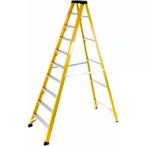 Loops - 1.7m fibreglass Swingback Step Ladders 10 Tread Professional Lightweight Steps