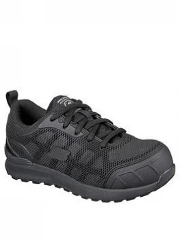 Skechers Lace Up Athletic With Safety Toe Trainer - Black, Size 5, Women