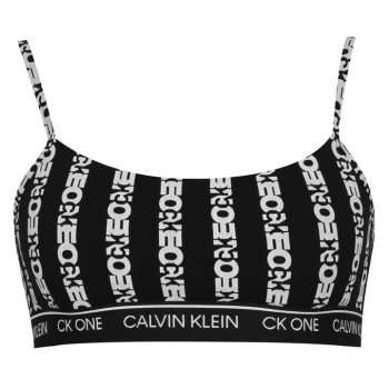 Calvin Klein ONE Cotton Unlined Bralet - LOGO STRIPE BLK