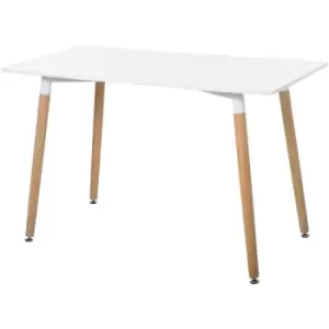 Homcom - Scandinavian Style Dining Table w/ Wood Legs Adjustable Feet Elegant Home Office Dining Clean Stylish White