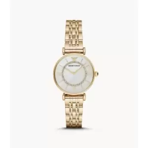 Emporio Armani Womens Two-Hand Gold-Tone Stainless Steel Watch - Gold