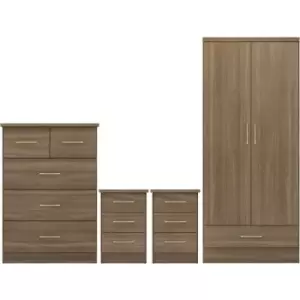 Seconique - Nevada 2 Door 1 Drawer Wardrobe Bedroom Set Rustic Oak 2 Man Del