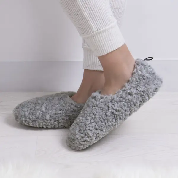 totes Faux Fur Grey Full Back Slippers Grey