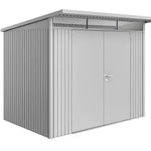 Biohort AvantGarde Double Door Metal Garden Shed 8ft5 x 7ft2 A5 - Metallic Silver