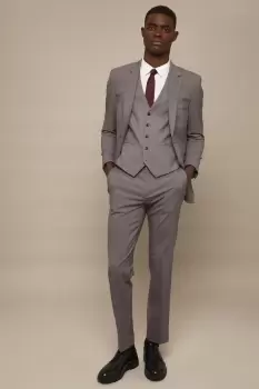 Mens Tailored Fit Light Grey Essential Suit Trousers