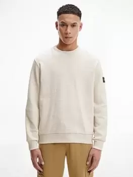 Calvin Klein Soft Structured Sweatshirt, Stoney Beige, Size S, Men