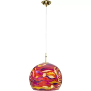 14kolarz - LUNA 24-carat gold designer pendant light, 1 bulb, aqua red shade