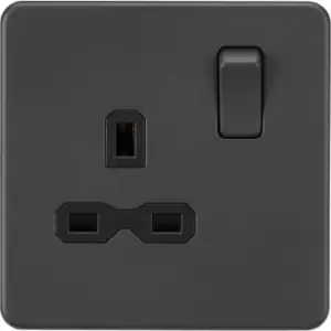 Screwless 13A 1G DP Switched Socket - Anthracite 230V IP20