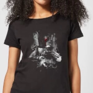 Star Wars Boba Fett Distressed Womens T-Shirt - Black - XL