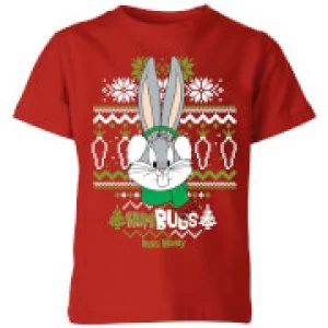 Looney Tunes Bugs Bunny Knit Kids Christmas T-Shirt - Red - 9-10 Years