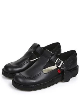 Kickers Kick Lo Aztec Leather Flat Shoe - Black, Size 4, Women