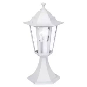 IP44 Outdoor Pedestal Light White Aluminium Lantern 1x 60W E27 Bulb Porch Lamp