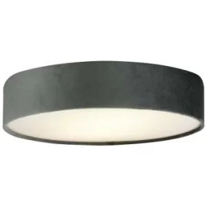 Searchlight Drum Pleat 3 Light Velvet Flush, Grey Shade