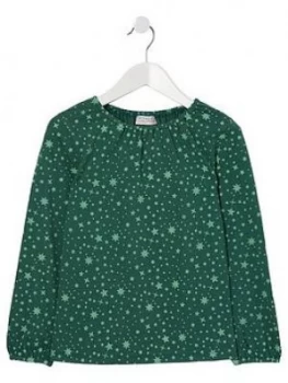 FatFace Girls Long Sleeve Star Print T-Shirt - Dark Green Size Age: 8-9 Years, Women