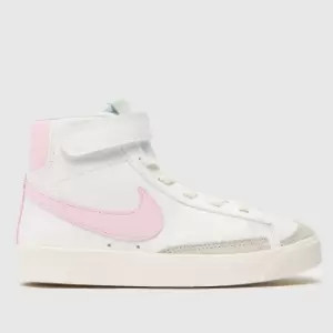 Nike White & Pink Blazer Mid 77 Girls Junior Trainers